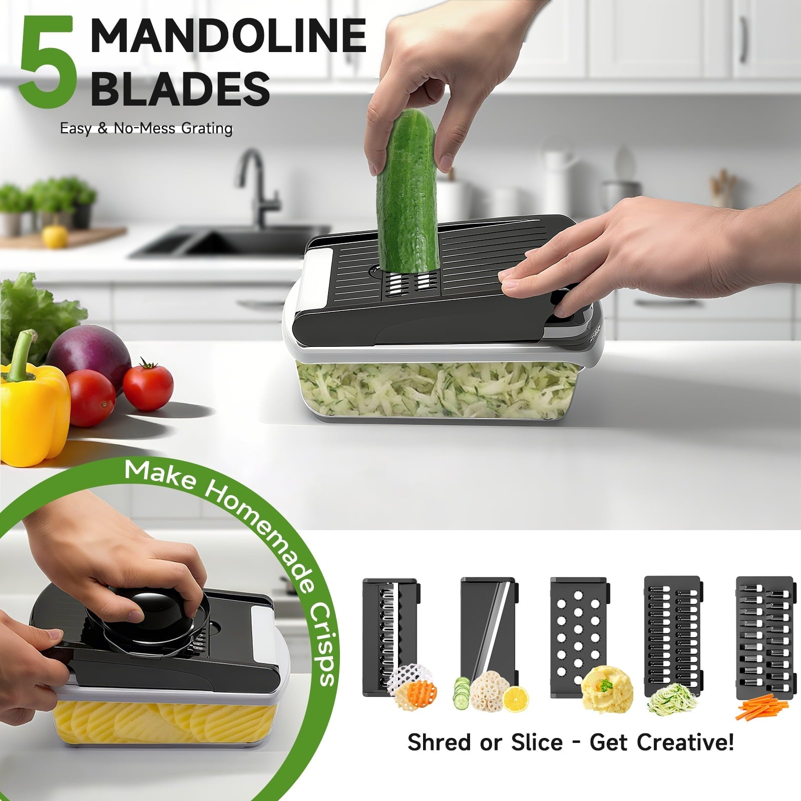 Aonhom Vegetable Chopper Food Slicer, 15 in 1 Multi-Function Food Chopper for Onion, Veggie, Cheese Grater, Vegetable... - Image 2