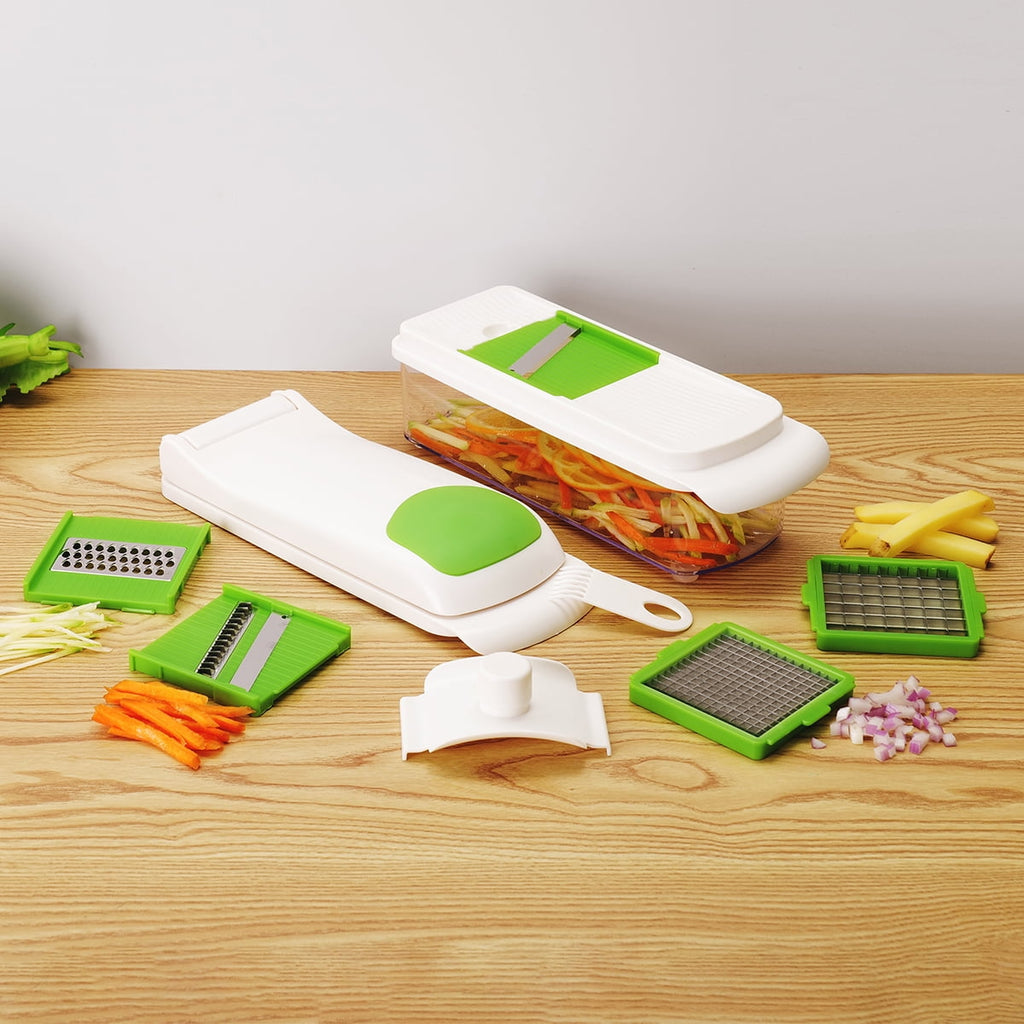 Mainstays 11 Pieces Multi-Function Nice Dicer and Mandoline, Stainless Steel, Green Glaze, 820g - Image 5